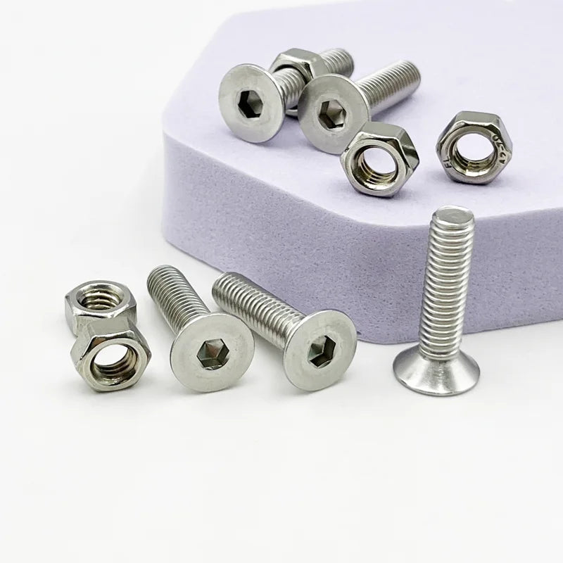 Allen Key Head Screw M2 M2.5 M3 M4 M5 M6 DIN7991 Stainless Steel 304 Hexagon Hex Socket Flat Countersunk Head Screw and Nut Set