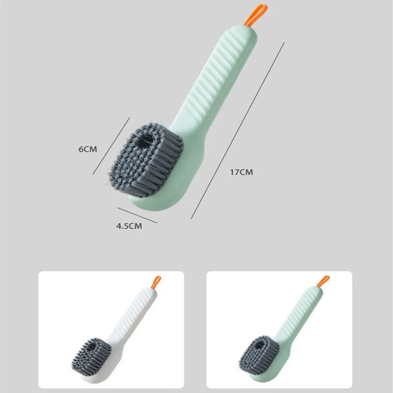 Brosse à chaussures à décharge automatique de liquide, multifonction, nettoyage en profondeur, poils doux pour le linge domestique, brosse de nettoyage de cuisine 