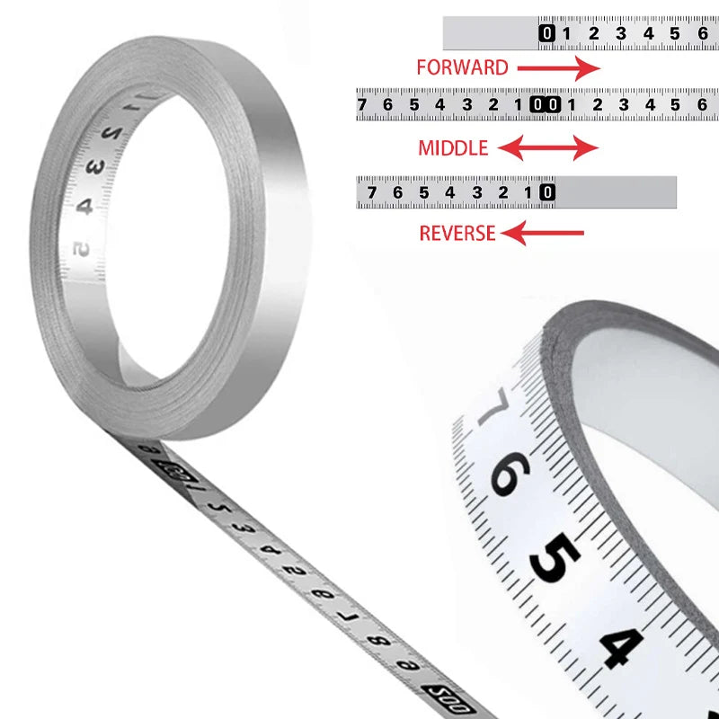 Self-Adhesive Measuring Tape Stainless Steel Workbench Ruler Adhesive Backed Tape Measure Metric Scale Rust-Proof Durable Ruler