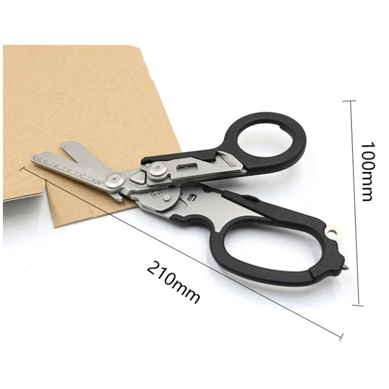 Multifunction Scissors First Aid Expert Tactical Folding Scissors Outdoor Survival Tool Combination Gadget