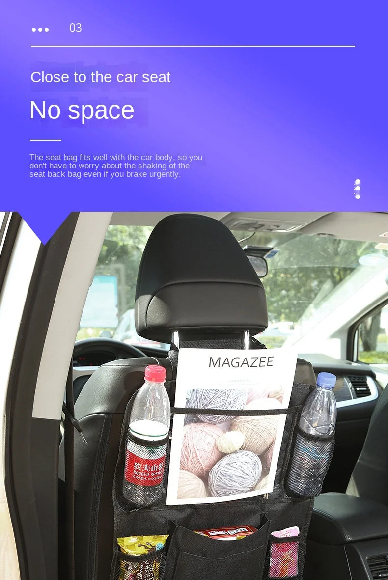 Car Back Seat Organizer with Touch Screen Tablet Holder Automatic Storage Pocket Protector for Travel