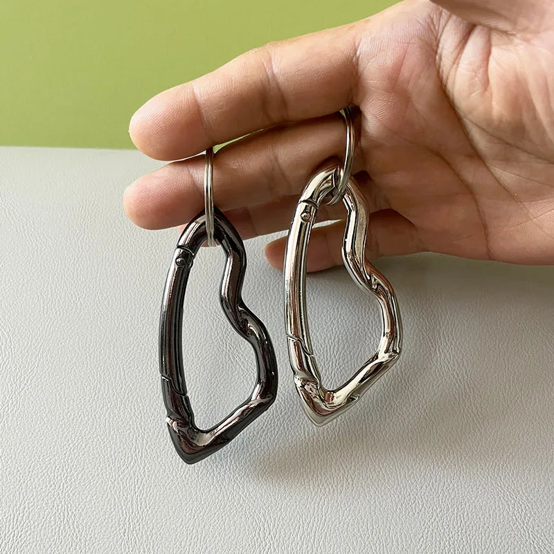 Women Men Essential Icon Carabiner Blackout Keychain Simplicity Female Oval Solid Belt Buckle Couple Sliver Key Ring Unisex