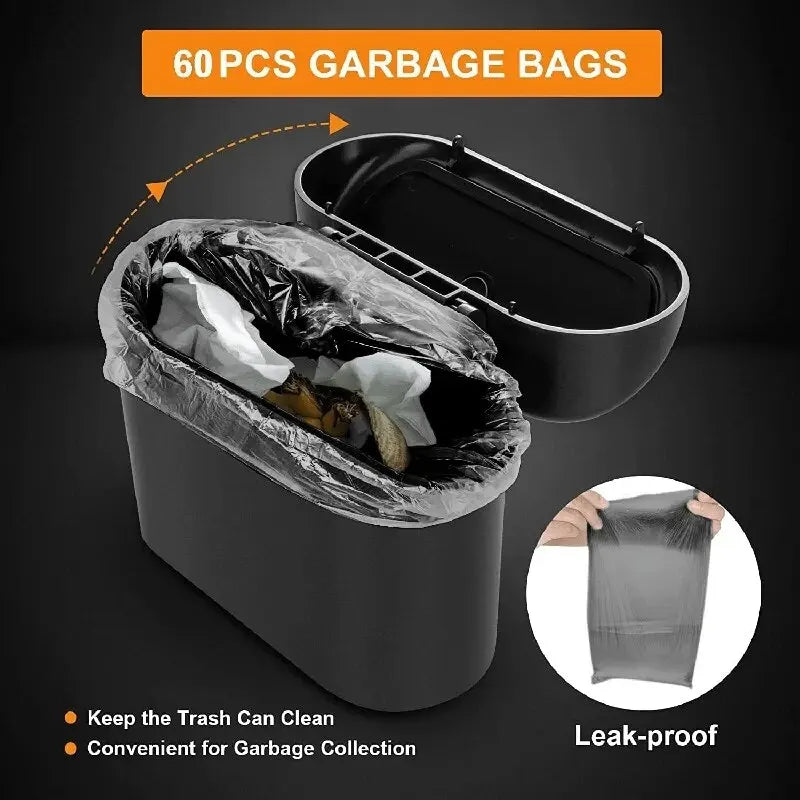 Universal Organizer Car Clamshell Trash Bin Hanging Vehicle Garbage Dust Case Storage Box Black ABS Square Pressing Trash Can 6P