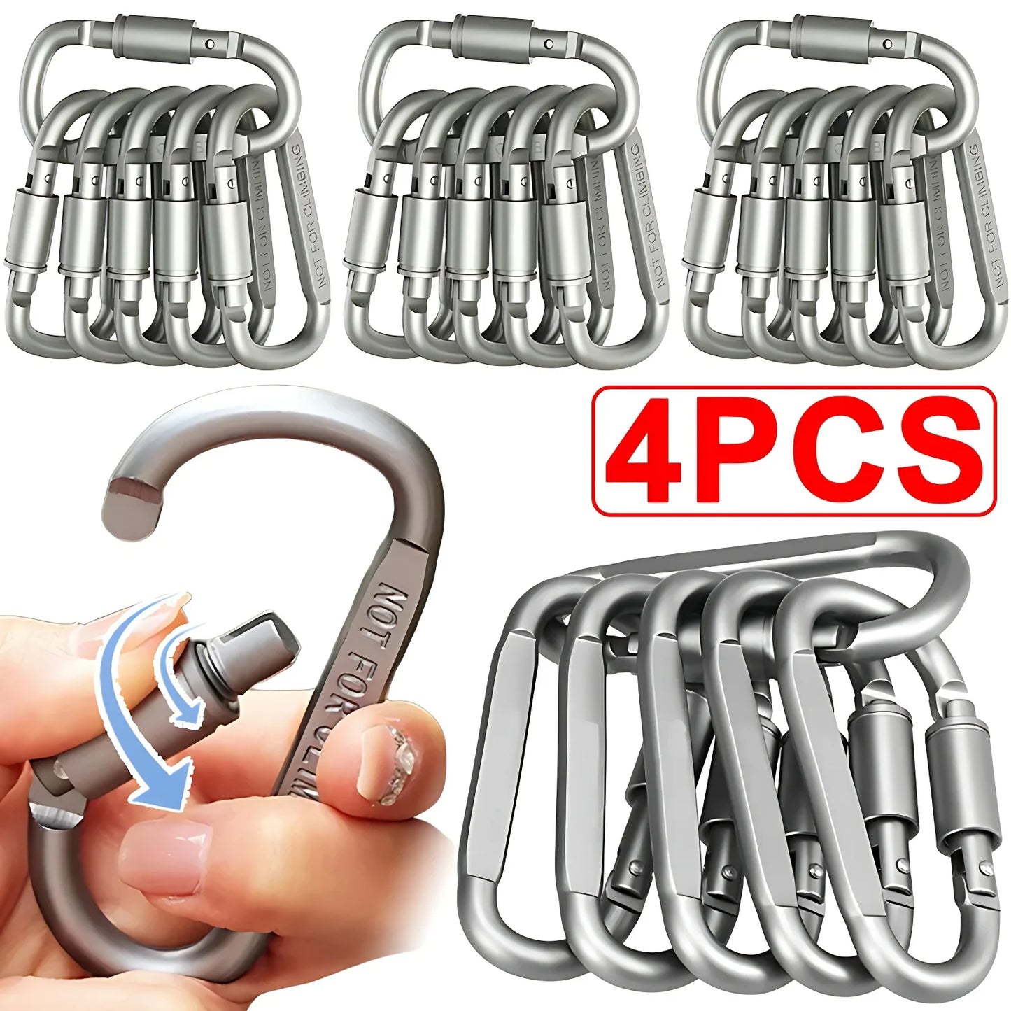 Tactical Steel D Keychain Shape Hook Buckle Clip Climbing Army Carabiner Hanging Fit Outdoor Camping Survival Edc Caribiner