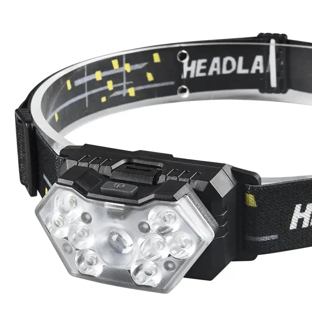 USB Rechageable Motion Sensor Headlight 9 Led Strong Light Headlamp Portable Fishing Camping Outdoor Head Lamp Work Flashlight