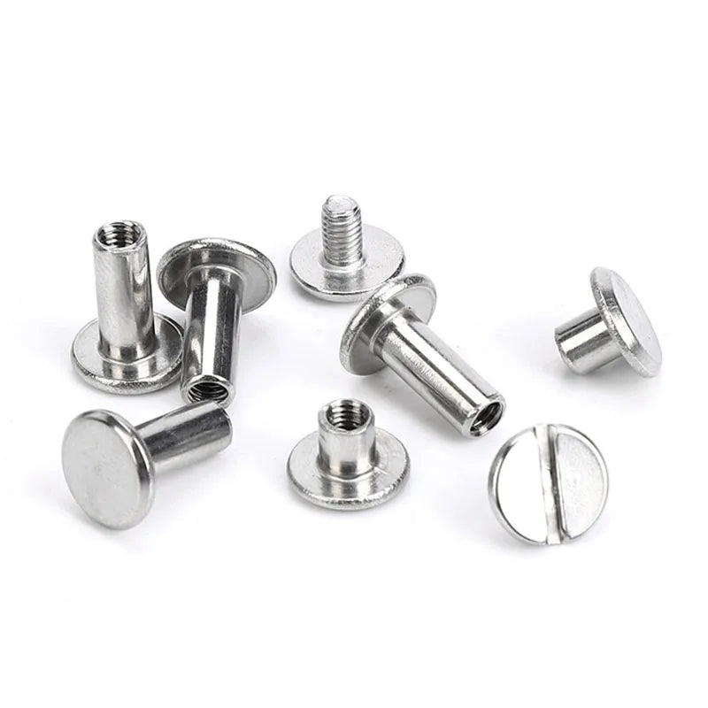 10pcs Stainless Steel Binding Chicago Screws Studs Rivets Slotted Belt Screw for DIY Photo Album Desk Menu Fasteners 8.5mm cap