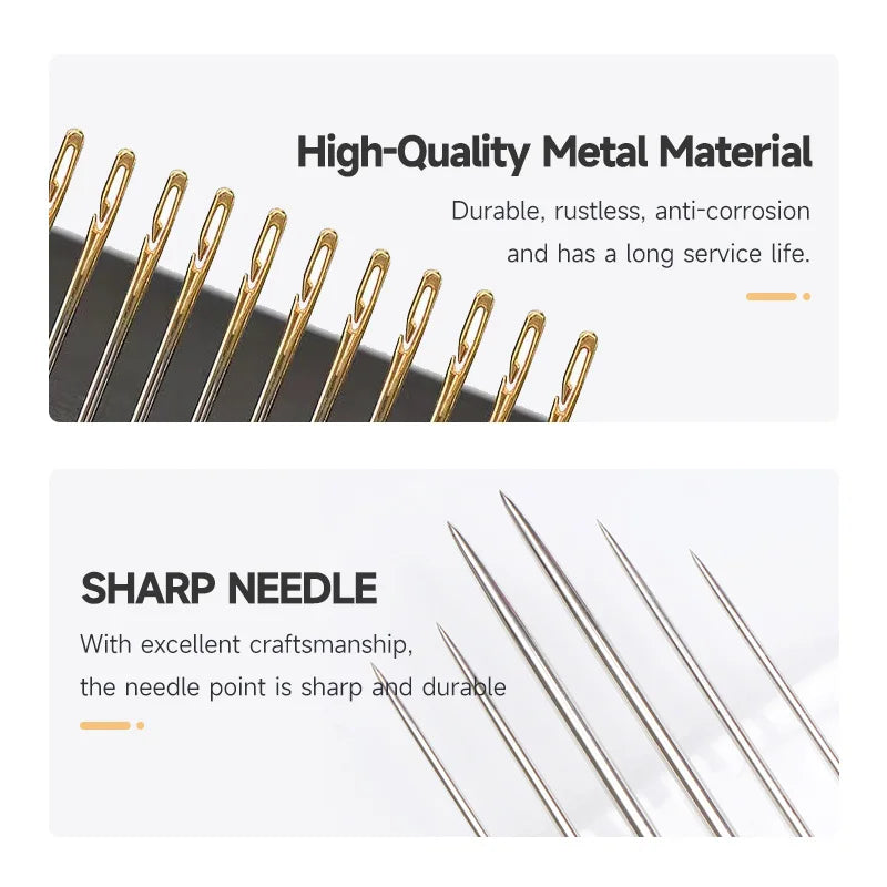 12PCS Sewing Needles Multi-size Side Opening Stainless Steel Darning Sewing Household Hand Tools