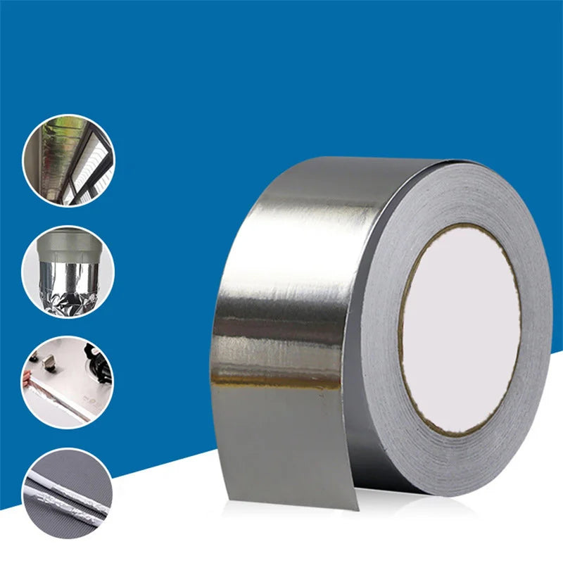 High Temperature Resistance Aluminum Foil Tape Kitchen Pipe Repair Tape Adhesive Sealing Foil Heat Insulation Leak Proof Tape