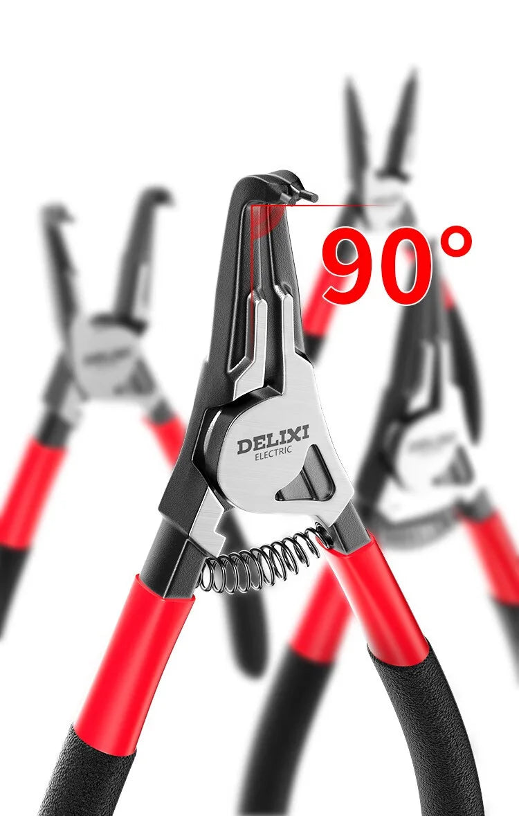 DELIXI ELECTRIC 5-In Circlip Pliers,Needle nose Pliers，Retaining Ring Pliers，for Removing Installing Puller Locking Rings Shafts