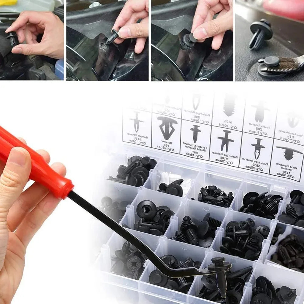 620/100PCS Car Fastening Clip Kit Rivet Cip Panel Decoration Body Push and Fix Pin Rivet Bumper Mudguard Nylon Rivet