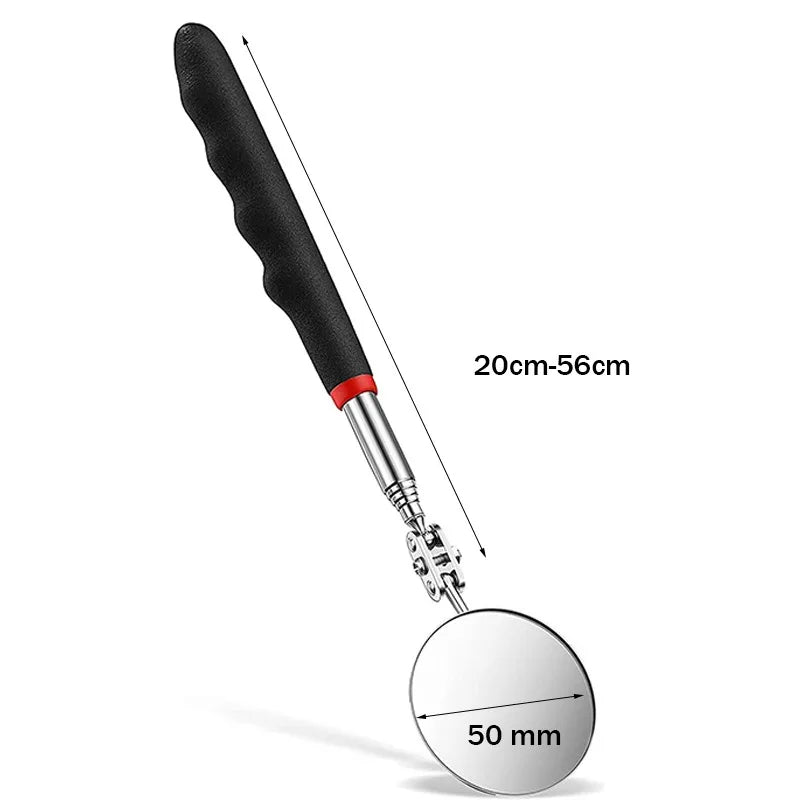 360° Inspection Mirror LED Light Telescoping Mirrors Extend Mechanic Tools Inspection Mirror Telescopic Handle Repairing Tools