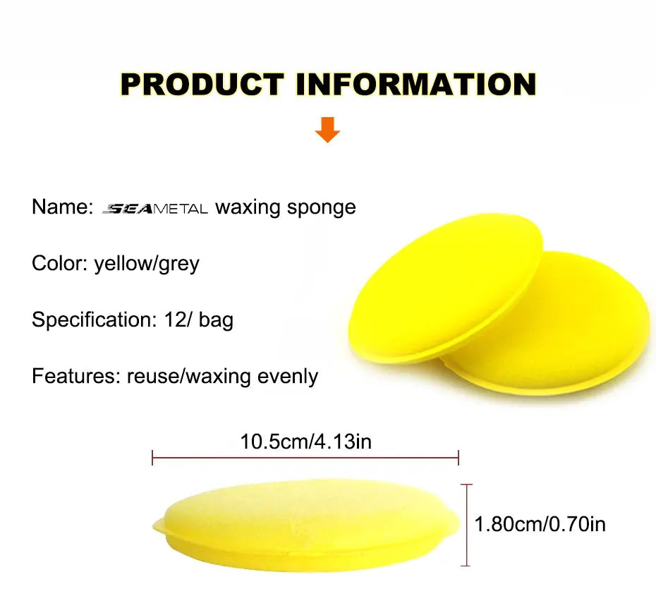 SEAMETAL 12pcs Car Round Waxing Polish Sponges High Density Foam Applicator Pads Polishing Sponges for Car Detailing Tools