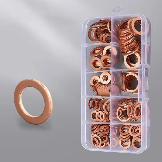 200pcs Purple Copper Gasket M5 M6 M8 M10 M12 M14 O-ring Purple Copper Gasket Set Oil Plugging Sealing Fittings - ToolFlx