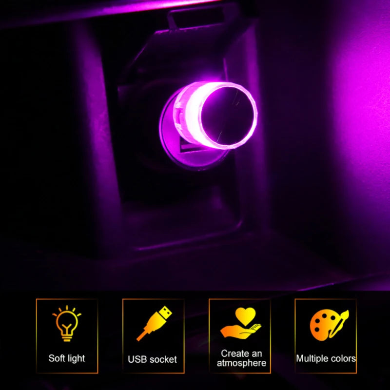 Mini USB LED Car Light Ambient Night Light Decorative Neon Lamp Auto Interior Atmosphere Emergency PC Mobile Power Charging