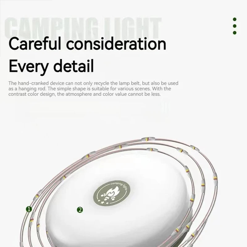 LED Camping Lamp Strip Atmosphere 10M Length Waterproof Recyclable Light Belt Outdoor Garden Decoration Lamp for Tent Room