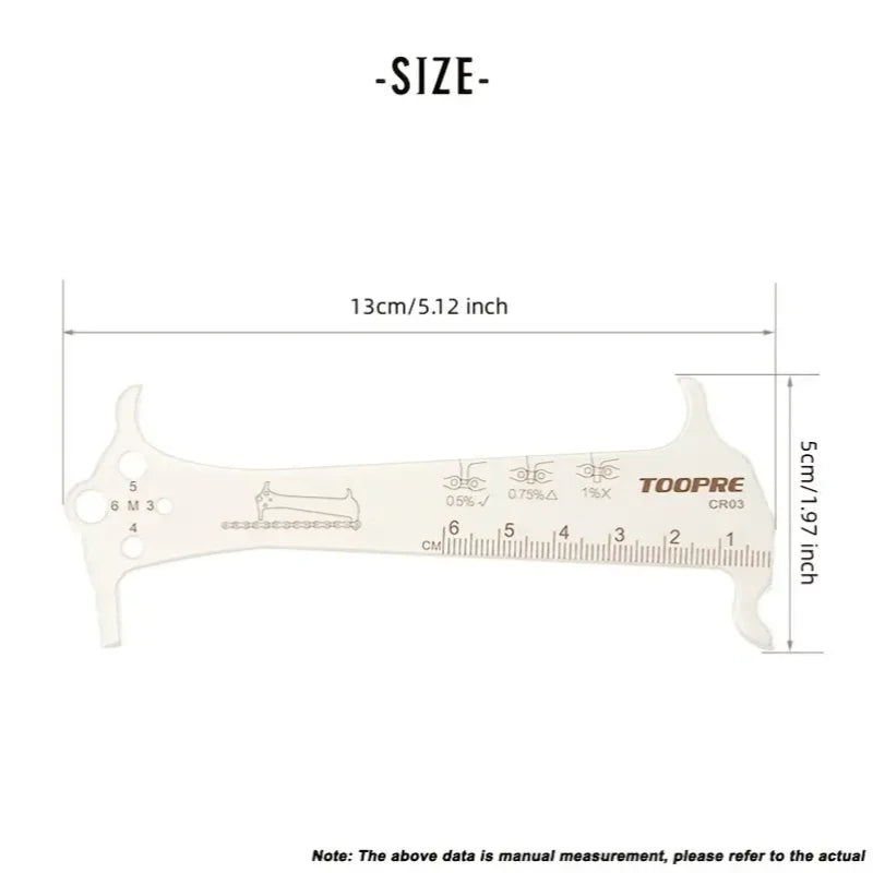 Outil de réparation de règle d'indicateur d'usure de chaîne de vélo en acier inoxydable jauge de chaîne de vélo de route de montagne vérificateur de mesure diamètre de vis 