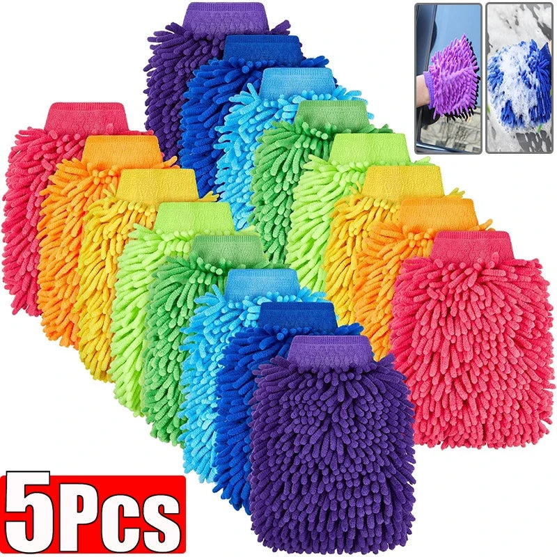 1/3/5pcs Microfiber Car Wash Gloves Auto Gloves Ultra Absorbent Wash Car Sponge Scratch Free Microfiber Car Cleaning Tool