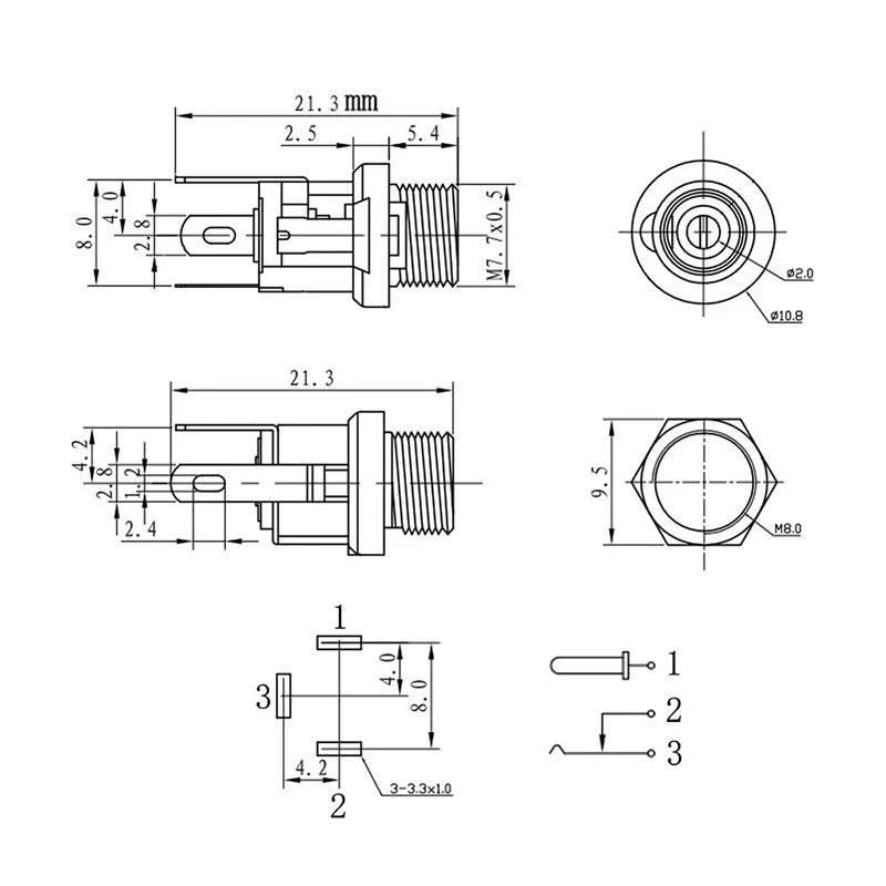 10 Stücke DC-Anschlüsse 5,5x2,1mm 3,5x1,3mm DC Netzstecker Männlich Weiblich Jack Buchse Mutter Panelmontage DC Netzteilanschluss 5,5*2,1 