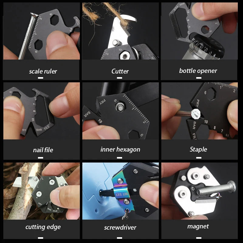 Pocket Knife Keychain Screwdriver Multifunctional Hexagon Coin Outdoor EDC survival Tool Folding Fold Mini coltello Gear Pee