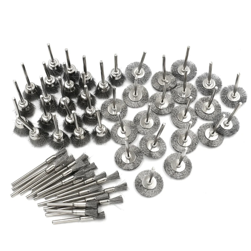 45pcs 60PCs Mini Steel Wire Brushes Rotary Tool for Dremel Drill Polishing Grinding Wheel Small Brush Accessories