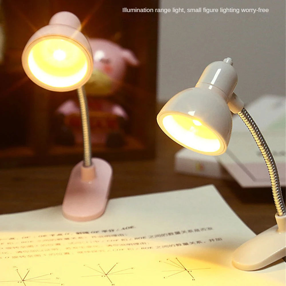 1PC LED Mini Book Light Reading Light  Mini Clip-On Study Desk Lamp Battery Powered Flexible Bedside Table Lamp Lighting Lamps