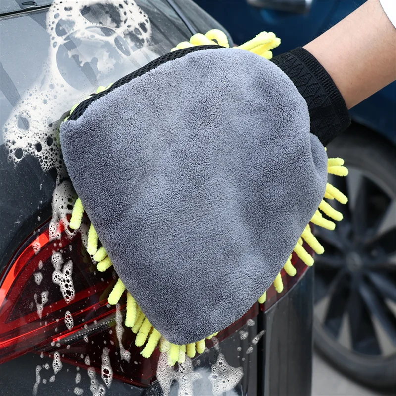 1/5pcs Car Washing Gloves Waterproof Microfiber Chenille Gloves Car Cleaning Mitt Detailing Brush Auto Care Double-faced Glove