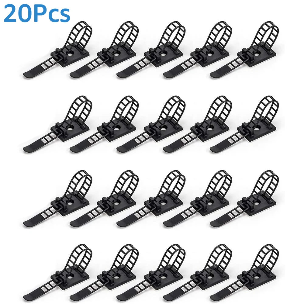 Adhesive Cable Ties Wire Management Clips Cable Organizer for Desk Wall Adjustable Cable Holder for Power Cord Mouse Headphone