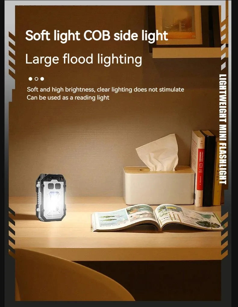 Flashlight portable portable mini key chain lamp flashlight strong light charge led household outdoor super bright magnetic