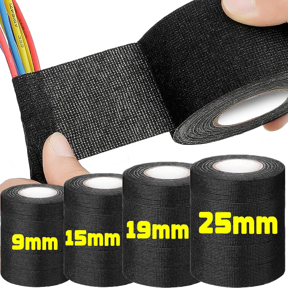 Electrical Tape Heat-resistant Harness Bundle Insulation Auto Wiring Fabric Cloth Wrap Waterproof Cable Organizer Adhesive Tapes - ToolFlx