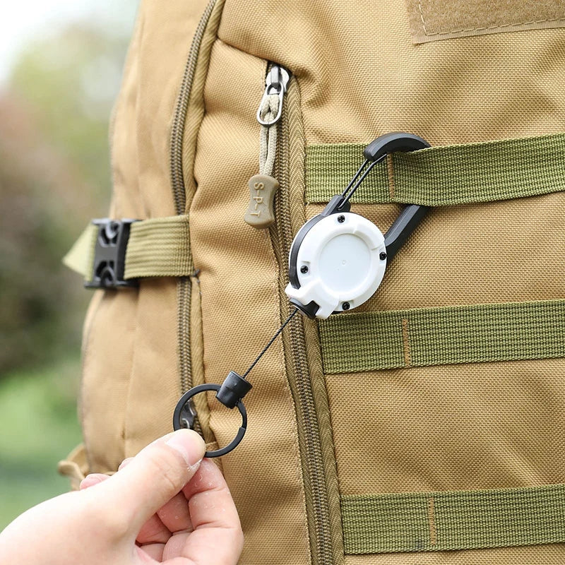 1pc Steel Wire Tactical Automatic Retractable Buckle Rope Camping Supplies Anti-theft Elastic Keychain Carabiner Buckle Rope캠핑용품