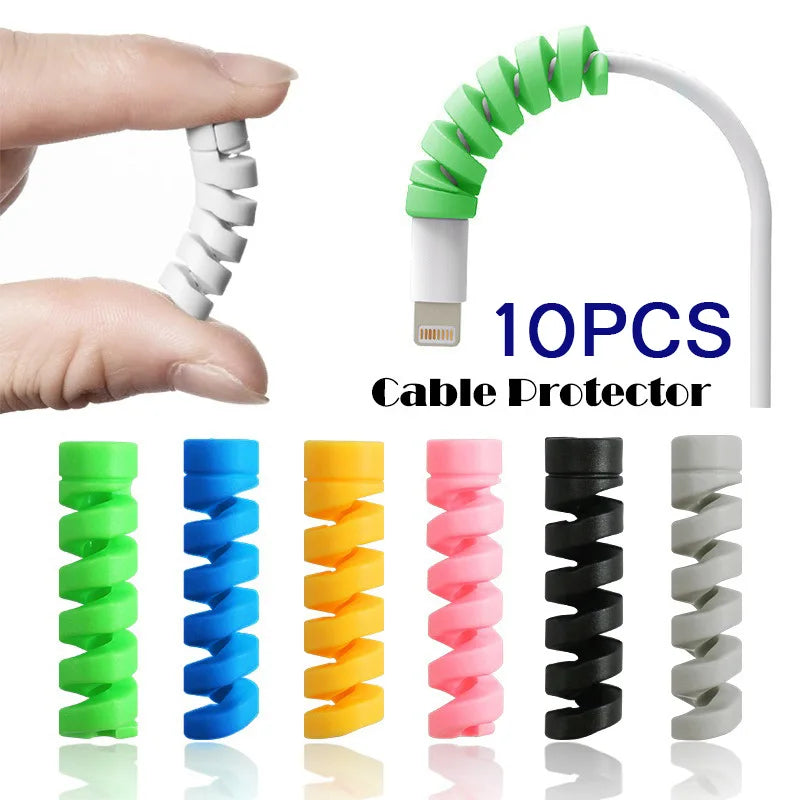 For IPhone IPad Spiral Cable Winder Protector Saver USB Charging Cord Cable Holder Ties Wire Management Cable Organizer