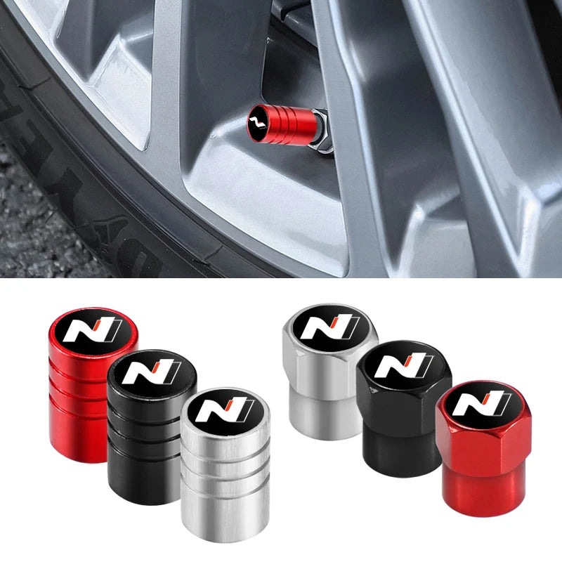 Car N Line Wheel Tire Stem Air Valve Caps Covers For Hyundai i10 i20 i30 NLine Sonata Tucson Azera Elantra Veloster Kona Santa