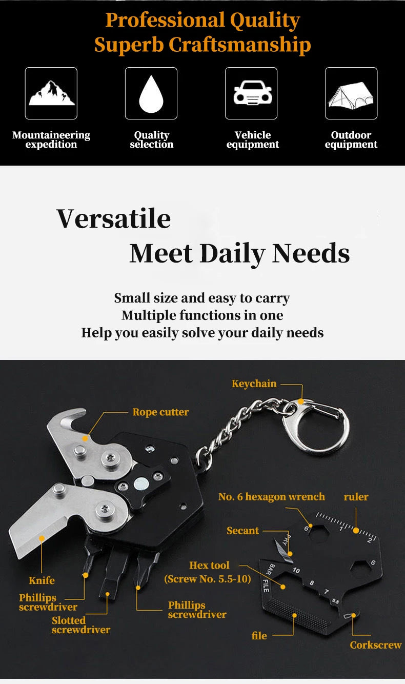 Pocket Knife Keychain Screwdriver Multifunctional Hexagon Coin Outdoor EDC survival Tool Folding Fold Mini coltello Gear Pee