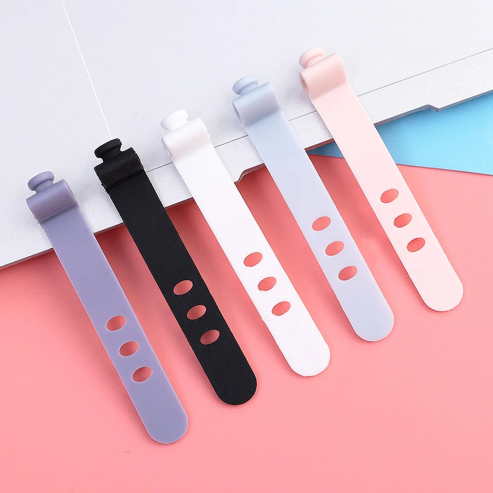 10/5/1pcs Reusable Fastening Cable Ties Cord Organizer for Earphone Mouse Cable Winder Portable Soft Silicone Wire Organizer