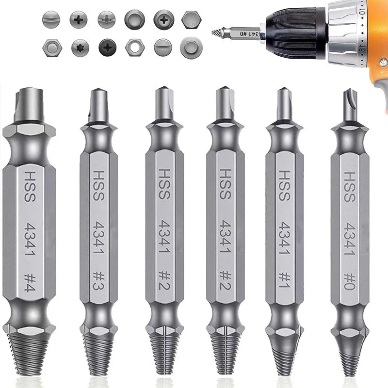 Damaged Screw Extractor Set HSS Drill Bit Stripped Broken Remover Small Easily Quickly Take Out Kit Easy Demolition Power Tools