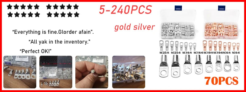 100 Teile/los 2,8/4,8/6,3mm Weiblich Männlich Crimp Terminal Draht Stecker Gold Messing/Silber Auto Lautsprecher elektrische Kabel Terminals Kit 