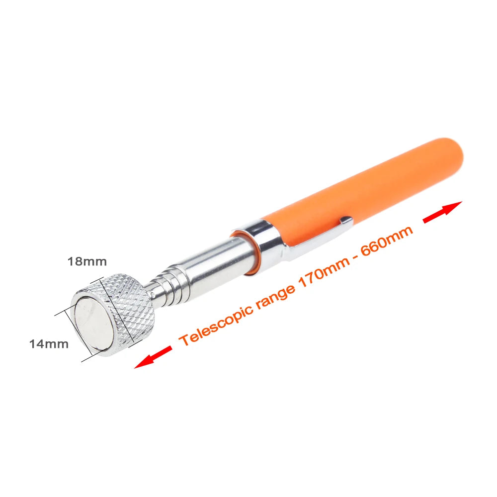 Telescopic Magnetic Pen with Light Portable Magnet Pick-Up Tool Extendable Long Reach Pen Tool for Picking Up Screws Nuts Bolt