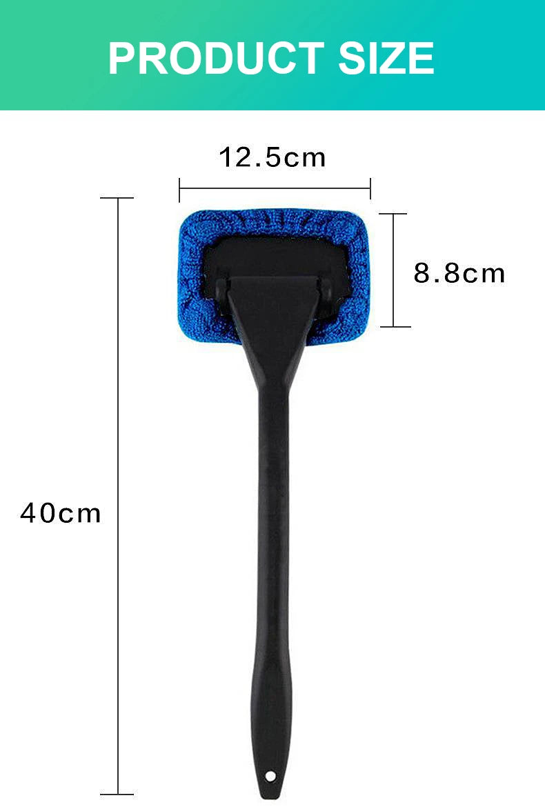 Kit de brosse de nettoyage de vitres de voiture, outil de nettoyage de pare-brise en microfibre, essuie-glace intérieur de voiture, manche long, tampon en tissu réutilisable 