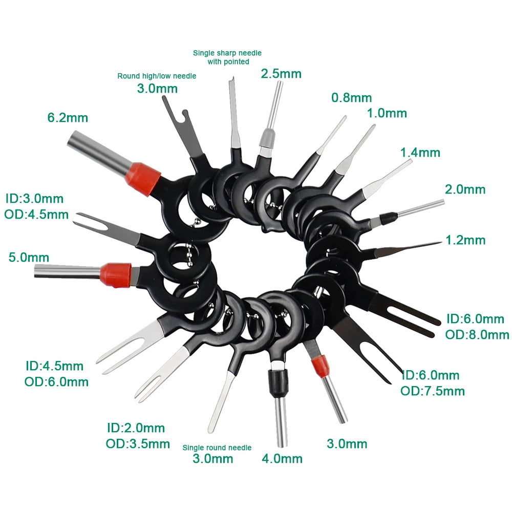 Automotive Plug Terminal Removal Tool Electrical Wire Crimp Split Connectors Pin Extractor Kit Keys for Car Repair Take Out Pins - ToolFlx