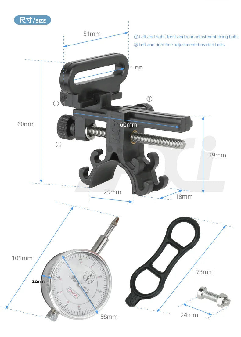 Tragbares mechanisches Uhrenrad-Set, Rundlauf-Mess-Einstellwerkzeug, MTB-Rennrad-Rad-Reparaturwerkzeug für 26 27,5 29 Zoll 700C