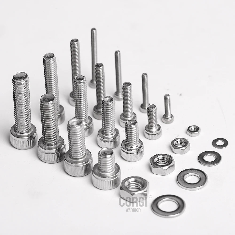 100-720 Pcs Hex Socket Head Cap Machine Screws Kit M2 M2.5 M3 M4 M5 Stainless Steel Allen Bolts Nuts Assortment Set with Wrench