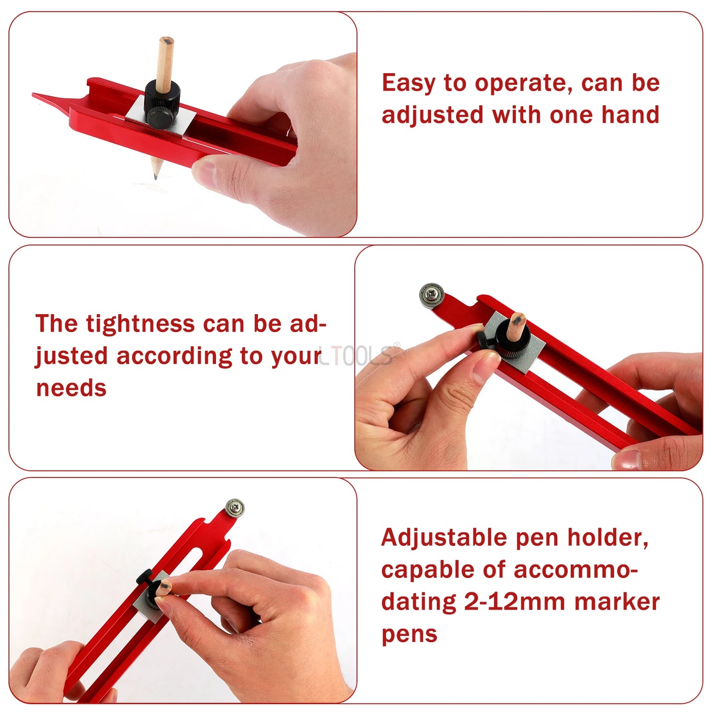 Contour Gauge Scribe Tool Profile Scribing Ruler Adjustable Pencil Holder Woodworking Edge Corner Measuring Profile Duplicator