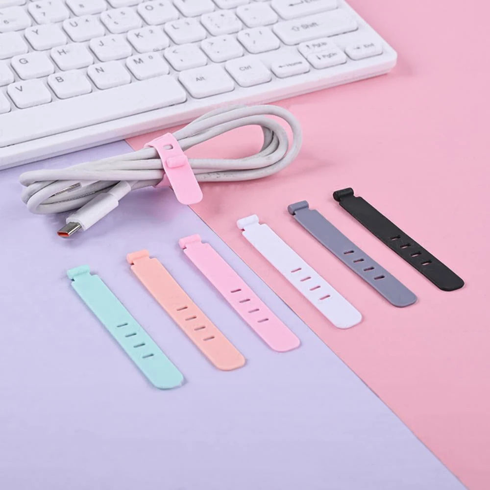 4/12/20PCS Cable Organizer Ties Clip Charger Cord Management Silicone Wire Manager Mouse Earphone Holder Data Line Winder Straps