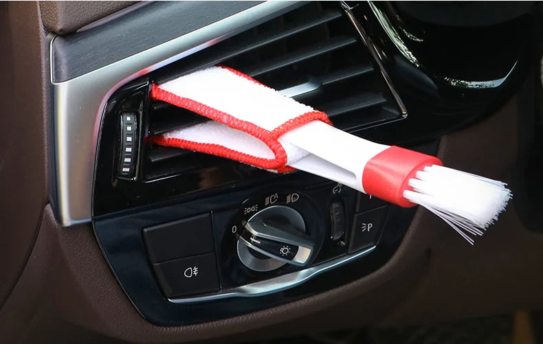 Car Wash Double Head Brushes Air Vent Cleaning Conditioner Grille Duster Wipe Auto Detailing Cleaner Car Interior Cleaning Tools