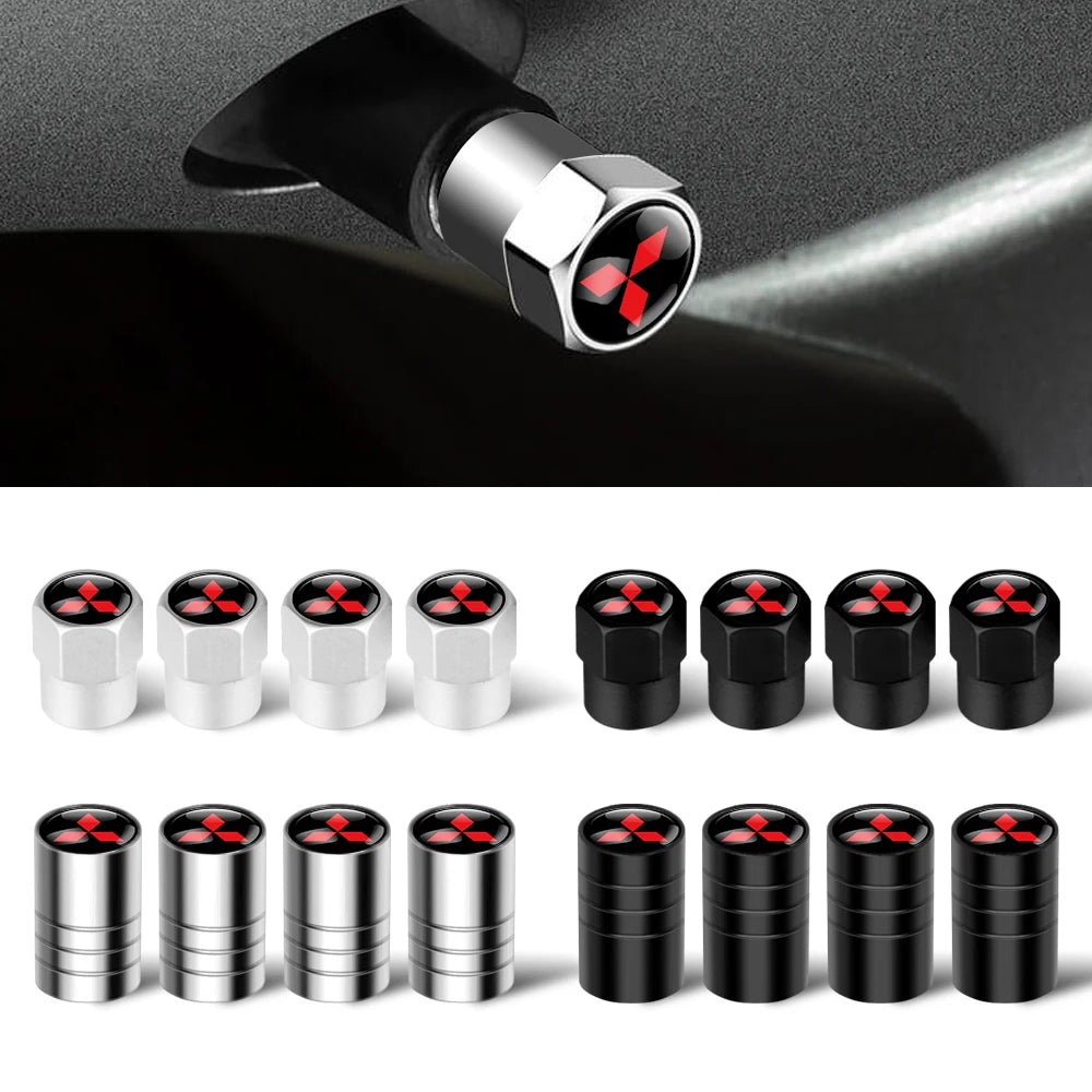 4pc Car Wheel Tire Valve Stem Cap Airdust Waterproof Cover For Mitsubishi Ralliart Lancer EX Outlander ASX Competition Outlander