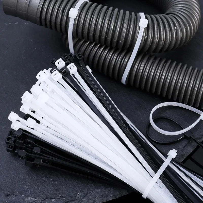 100-1000pcs Self Locking Nylon Cable Ties Plastic Cord Tie Heavy Duty Cables Fastening Ring Loop Hardware Organizer Wire Straps