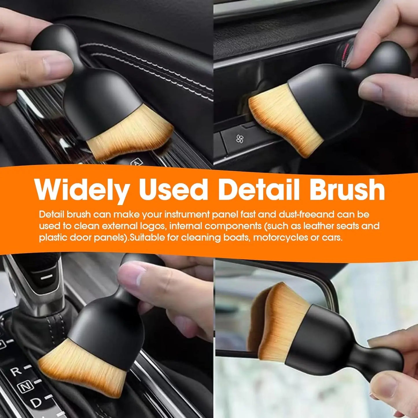 Car Interior Cleaning Brush Conditioner Air Outlet Soft Fur Clean Brushes with Shells Crevice Dust Removal Detailing Brush Tools