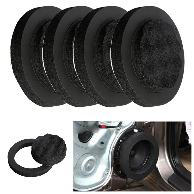 4PCS 4/5/6.5 Inch Car Speaker Sound Insulation Ring Cotton Bass Door Trim Soundproof Auto Interior Accessories Foam Universal