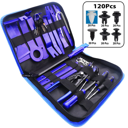 Car Door Trim Removal Pry Tool Kit Auto Dashboard Audio Removal Hook Kit Mixed Size Fastener Clips Disassembly Repair Tools Set - ToolFlx