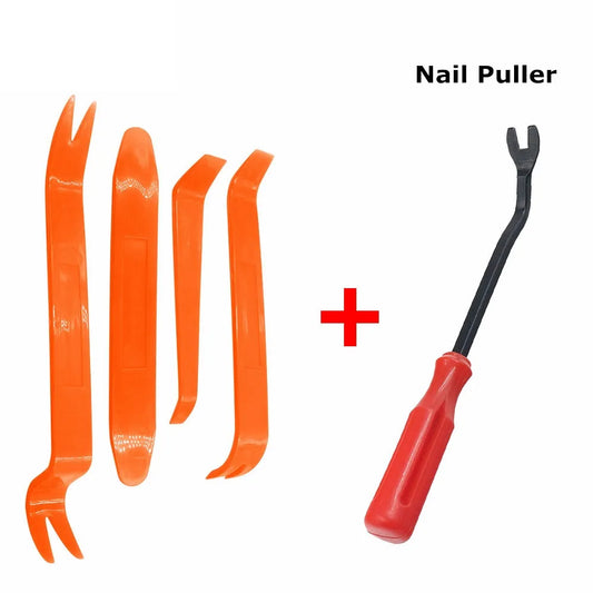 4pcs/Set Portable Car Panel Removal Tool Kit Nail Puller Radio Audio Door Pry Repair Clip Trim Dash Removal Installer Hand Tool - ToolFlx